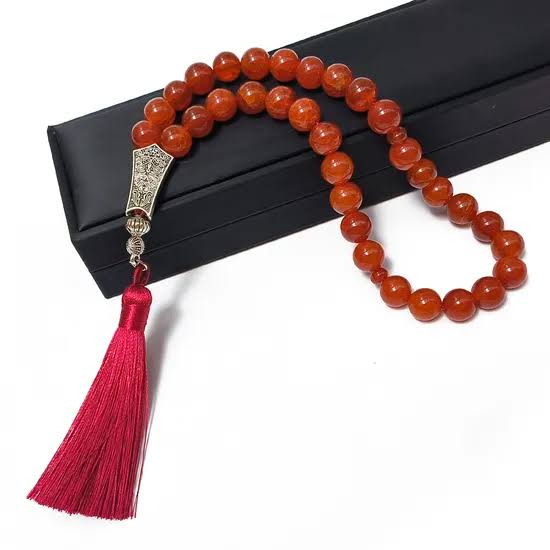 Premium Red Tasbih – Elegant Prayer Beads with Decorative Pendant & Tassel